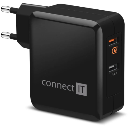 CWC-3010-BK Connect IT Quick Charge 3.0, 2x USB (3,4A), čierny CWC-3010-BK 8595610614591