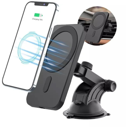 HLI-C8 Black 1stCOOL Bezdrôtová magnetická nabíjačka QI do auta 15 W, kompatibilná s MagSafe 8594192891031