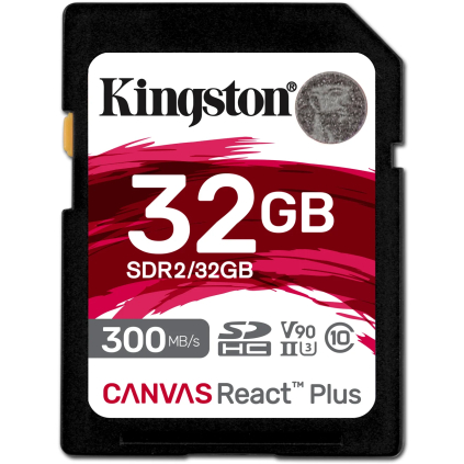SDR2/32GB KINGSTON SDHC 32GB Canvas React Plus UHS-II V90 (čítanie/zápis: 300/260MB/s) 740617301946