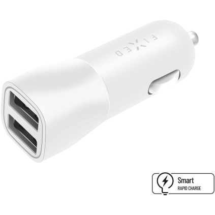 FIXCC15-2U-WH Nabíjačka do auta FIXED s výstupom 2xUSB, 15W Smart Rapid Charge, biela 8591680114870