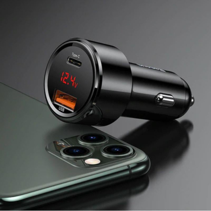 CCMLC20C-01 Baseus Magic USB-C PD, USB-A 45W nabíjačka do auta s displejom čierna 6953156293182