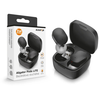 TWS05 Slúchadlá Bluetooth Aligator Pods LITE, čierne 8596426108564