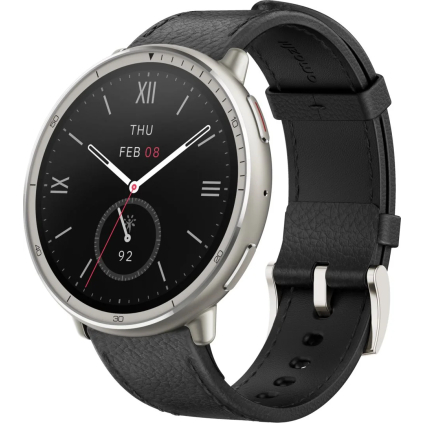 10589 Amazfit Active 2, kožený náramok, čierny 6970100377552