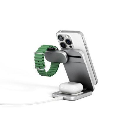 9915112100091 Spello ForceBase Qi2 3v1 skladací dobíjací stojan SF50 - strieborný 8596049197167