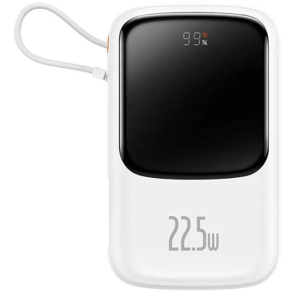 PPQD060102 Powerbank Baseus Qpow Pro 10000mAh, 22,5W, s káblom USB-C, biela 6932172620615