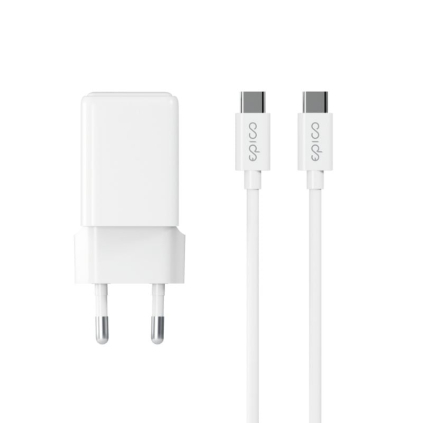 9915101100211 Rýchla nabíjačka Epico UltraBoost GaN 35W Power EA35 + 1,2 m kábel USB-C - biela 8596049197587