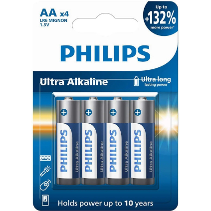 Phil-LR6E4B/10 Alkalické batérie PHILIPS LR6E4B/10 AA Ultra (4ks) 8712581550387