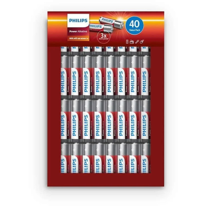 Phil-LR03P40FP/10 PHILIPS LR03P40FP/10 Alkalické batérie AAA Power (40ks) 4895229101418