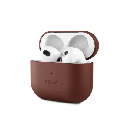 9911131700006 Kožené puzdro Epico Airpods 3 - hnedé 8596049190694