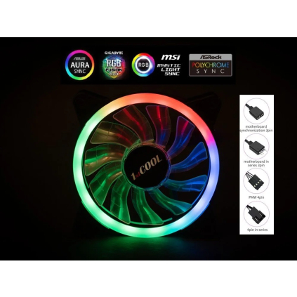 F12-AURA-EVO-DR 1stCOOL AURA EVO Dual Ring ARGB PWM ventilátor 12cm 8594192890799