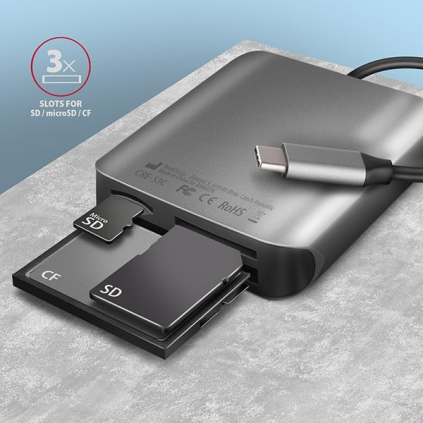 CRE-S3C Čítačka AXAGON CRE-S3C SuperSpeed USB-C UHS-II 8595247906632