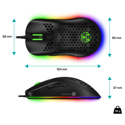 CMO-5511-BK CONNECT IT Battle Air 2 profesionálna optická herná myš SW, 12800 DPI, čierna 8595703500251