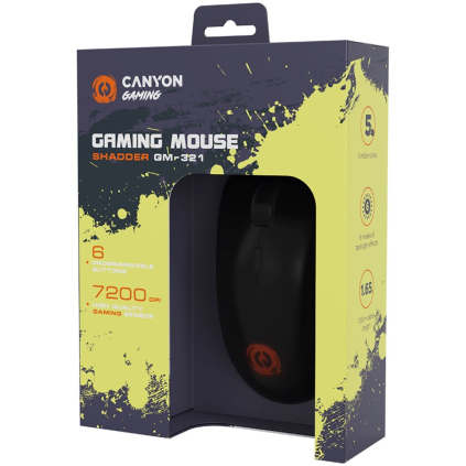 CND-SGM321 CANYON Gaming drôtová myš SHADDER GM-321, optická, RGB, až 7200 DPI, 6tl. programovateľná, čierna 5291485009908