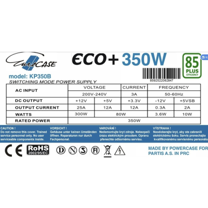 ECO350 85+ Eurocase Eco+ 350W 85+ 8592522062847