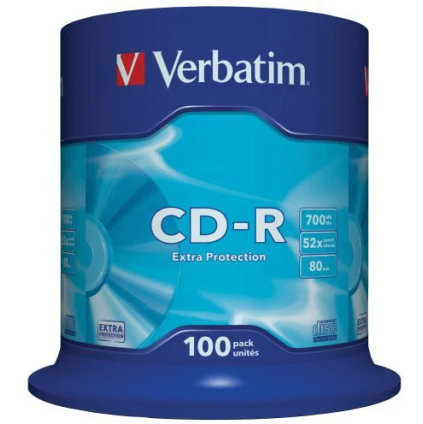 43411 Verbatim CD-R 48x, 700MB, 100 ks (Spindl) 023942434115