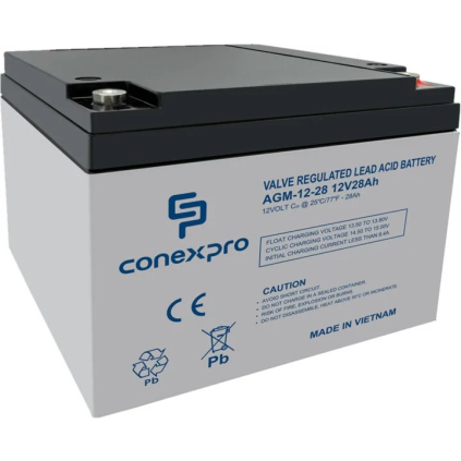 AGM-12-28 Batéria Conexpro AGM 12V, 28Ah, 5 rokov, M5 8719845603742
