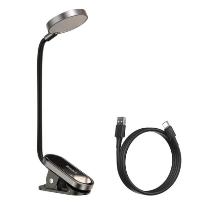 DGRAD-0G LED lampa na čítanie Baseus s klipom, sivá 6953156223523