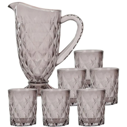 KO-CC2200030seda EH Cut poháre na whisky s karafou, sada 7 kusov, sivé 8719987125751