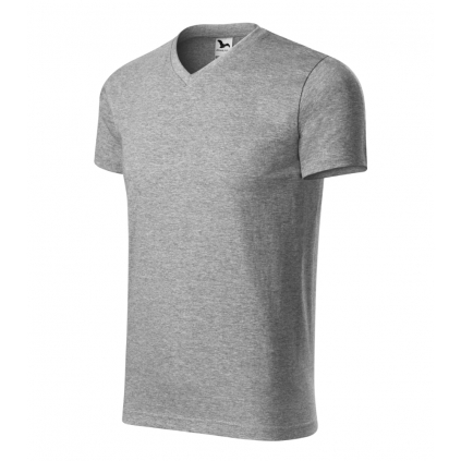 11112 Tričko unisex Heavy V-neck tmavosivý melír - 