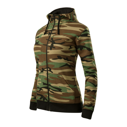 C2033 Mikina dámska Camo Zipper camouflage brown - 