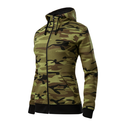 C2034 Mikina dámska Camo Zipper camouflage green - 