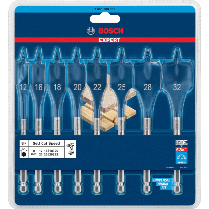 2608900335 Bosch Sada frézovacích vrtákov EXPERT Self Cut Speed, 12/16/18/20/22/25/28/32 mm, 8 ks 4059952534091 - 