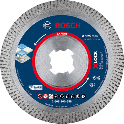 2608900658 Bosch Diamantový rezací kotúč EXPERT HardCeramic X-LOCK, 125 x 22,23 x 1,4 x10 mm 4059952539935 - 1