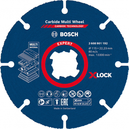 2608901192 Bosch Rezací kotúč EXPERT Carbide Multi Wheel X-LOCK, 115 mm, 22,23 mm 4059952567501 - 1