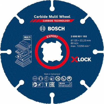 2608901193 Bosch Rezací kotúč EXPERT Carbide Multi Wheel X-LOCK, 125 mm, 22,23 mm 4059952567518 - 1