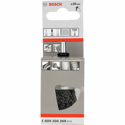 Bosch Štetcovitá kefa pre vŕtačky oceľ zvlnený drôt 25 mm hrúbka 0,3 mm  + DARČEK Delta Plus Zátky do uší 1 pár CONIC001