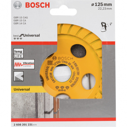 Bosch Diamantový miskovitý kotúč 125 mm Best for Universal Turbo  + DARČEK Delta Plus Zátky do uší 1 pár CONIC001