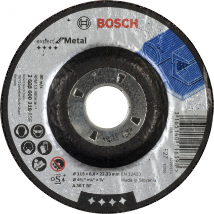 Bosch Obrusovací kotúč Expert for Metal, hr. 6 mm, pr. 115 mm  + DARČEK Delta Plus Zátky do uší 1 pár CONIC001