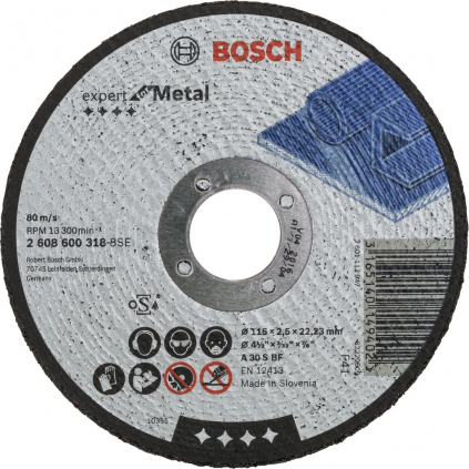 Bosch Rezací kotúč Expert for Metal rovný, hr. 2,5 mm, pr. 115 mm  + DARČEK Delta Plus Zátky do uší 1 pár CONIC001