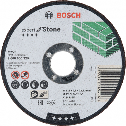 Bosch Rezací kotúč Expert for Stone rovný, pr. 115 mm  + DARČEK Delta Plus Zátky do uší 1 pár CONIC001