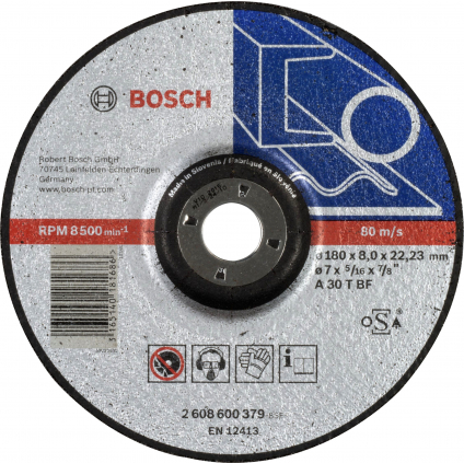 Bosch Obrusovací kotúč Expert for Metal, hr. 8 mm, pr. 180 mm  + DARČEK Delta Plus Zátky do uší 1 pár CONIC001