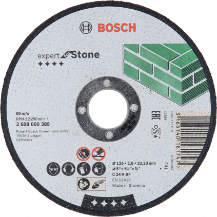 Bosch Rezací kotúč Expert for Stone rovný, pr. 125 mm  + DARČEK Delta Plus Zátky do uší 1 pár CONIC001