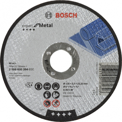 Bosch Rezací kotúč Expert for Metal rovný, hr. 2,5 mm, pr. 125 mm  + DARČEK Delta Plus Zátky do uší 1 pár CONIC001