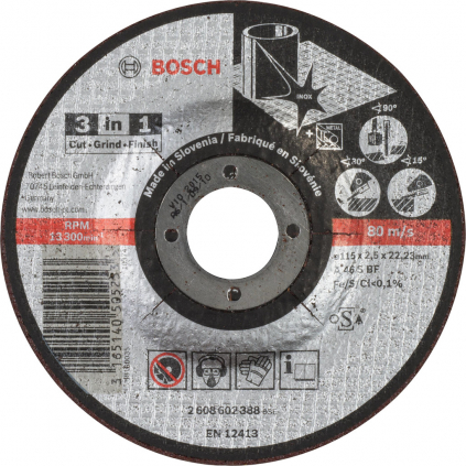 Bosch Rezací kotúč 3 v 1 s prielisom, pr. 115 mm  + DARČEK Delta Plus Zátky do uší 1 pár CONIC001
