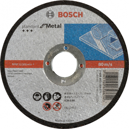 Bosch Rezací kotúč Standard for Metal rovný, hr. 2,5 mm, pr. 115 mm  + DARČEK Delta Plus Zátky do uší 1 pár CONIC001