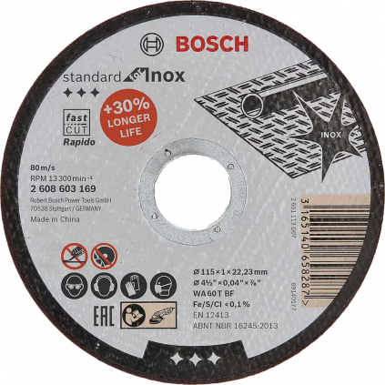 Bosch Rezací kotúč Standard for Inox rovný, hr. 1 mm, pr. 115 mm  + DARČEK Delta Plus Zátky do uší 1 pár CONIC001