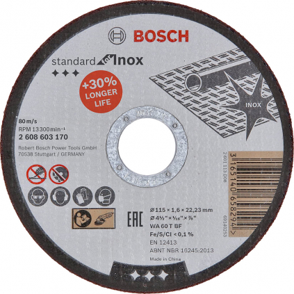 Bosch Rezací kotúč Standard for Inox rovný, hr. 1,6 mm, pr. 115 mm  + DARČEK Delta Plus Zátky do uší 1 pár CONIC001