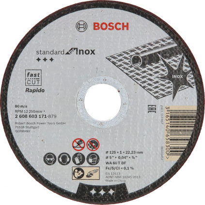 Bosch Rezací kotúč Standard for Inox rovný, hr. 1 mm, pr. 125 mm  + DARČEK Delta Plus Zátky do uší 1 pár CONIC001