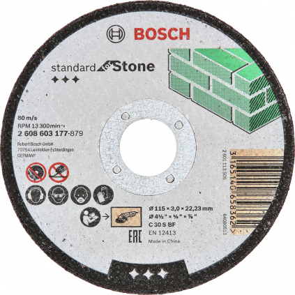 Bosch Rezací kotúč Standard for Stone rovný, pr. 115 mm  + DARČEK Delta Plus Zátky do uší 1 pár CONIC001