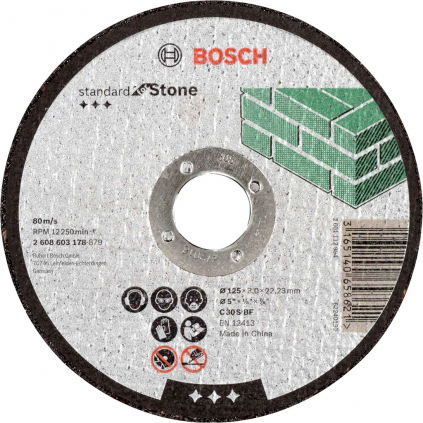 Bosch Rezací kotúč Standard for Stone rovný, pr. 125 mm  + DARČEK Delta Plus Zátky do uší 1 pár CONIC001