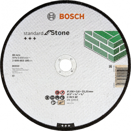 Bosch Rezací kotúč Standard for Stone rovný, pr. 230 mm  + DARČEK Delta Plus Zátky do uší 1 pár CONIC001