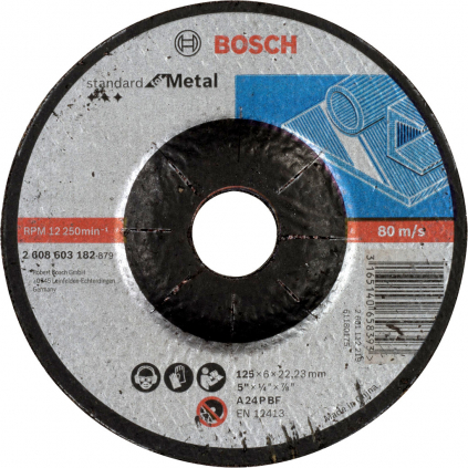 Bosch Obrusovací kotúč Standard for Metal s prielisom, pr. 125 mm  + DARČEK Delta Plus Zátky do uší 1 pár CONIC001