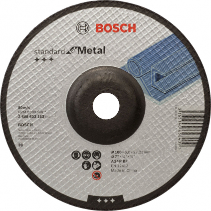 Bosch Obrusovací kotúč Standard for Metal s prielisom, pr. 180 mm  + DARČEK Delta Plus Zátky do uší 1 pár CONIC001