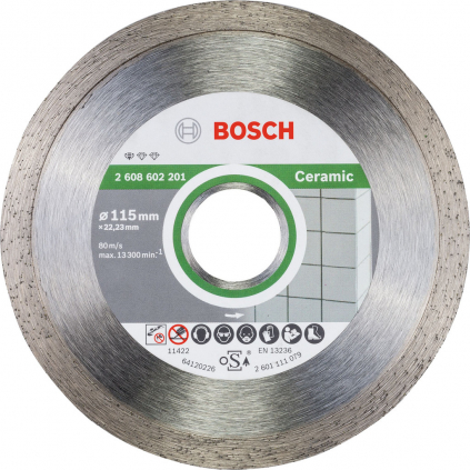 Bosch 10 ks balenie DIA kotúčov Standard for Ceramic, 115 mm  + DARČEK Delta Plus Zátky do uší 1 pár CONIC001