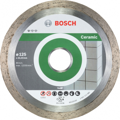 Bosch 10 ks balenie DIA kotúčov Standard for Ceramic, 125 mm  + DARČEK Delta Plus Zátky do uší 1 pár CONIC001