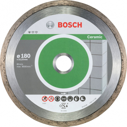 Bosch 10 ks balenie DIA kotúčov Standard for Ceramic, 180 mm  + DARČEK Delta Plus Zátky do uší 1 pár CONIC001